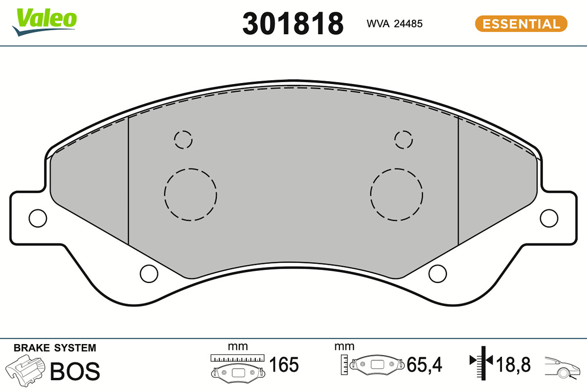 Jeu de 4 plaquettes de frein VALEO ref. 301818